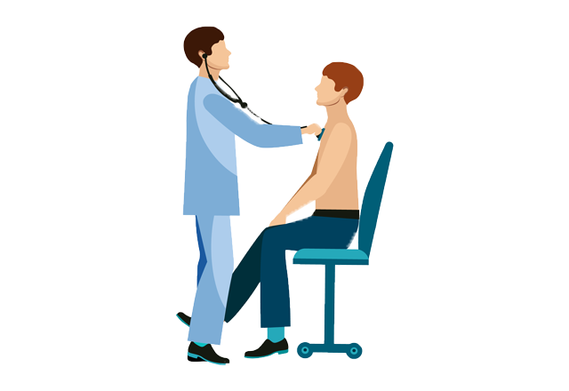 colorectal surgery - illustration of doctor listening to patient chest